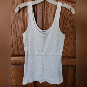 Express White Sequin Women's Tank Top